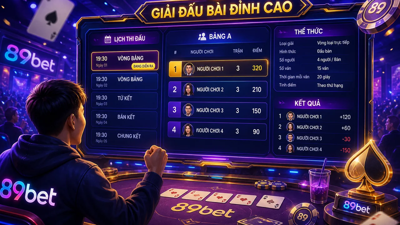 Từ lịch đấu đến bảng xếp hạng: 89bet là gì và cách theo dõi giải đấu bài