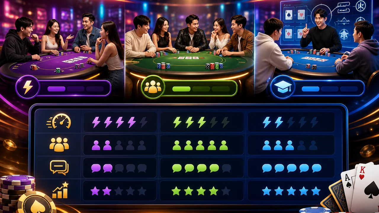 Chọn Nhịp Chơi Phù Hợp: nên chọn bàn poker nào cho người mới tại 89bet?