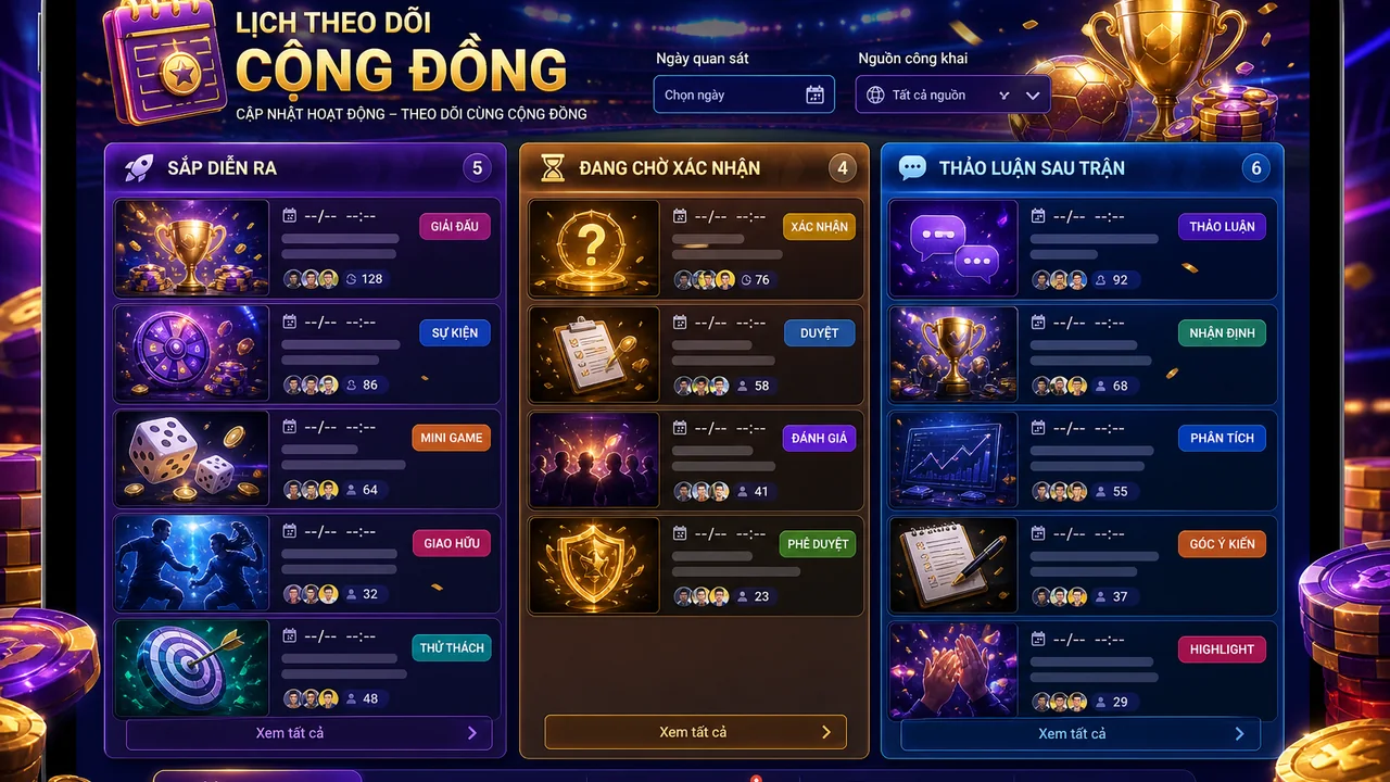 Theo dõi bàn bài cộng đồng dễ hơn: cách lập lịch sự kiện bài 89bet