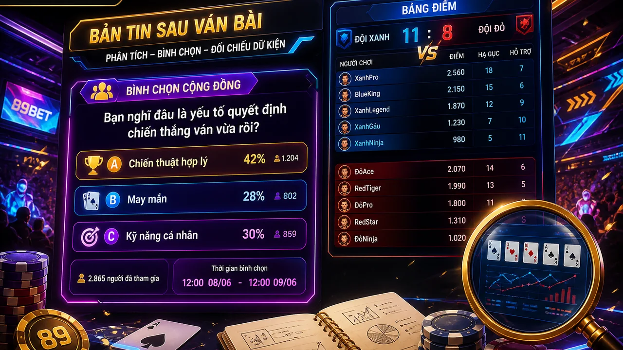 Sau ván bài, bình chọn cộng đồng nói gì? Cách đọc trên 89bet